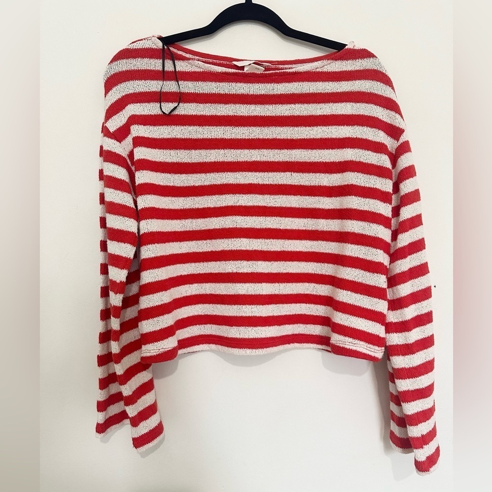 H&M size small stripped pullover knit sweater top nautical beach vacation